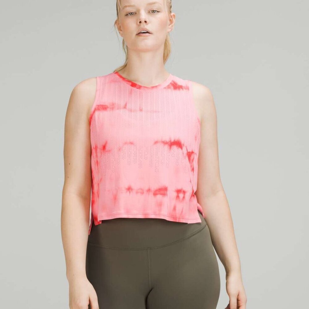 Lululemon Train to Be Tank Top - 2 Rain Stripe Marble Dye Raspberry Cream
